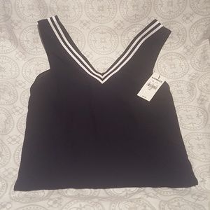 Express Striped V-neck Split Back Tank NWT